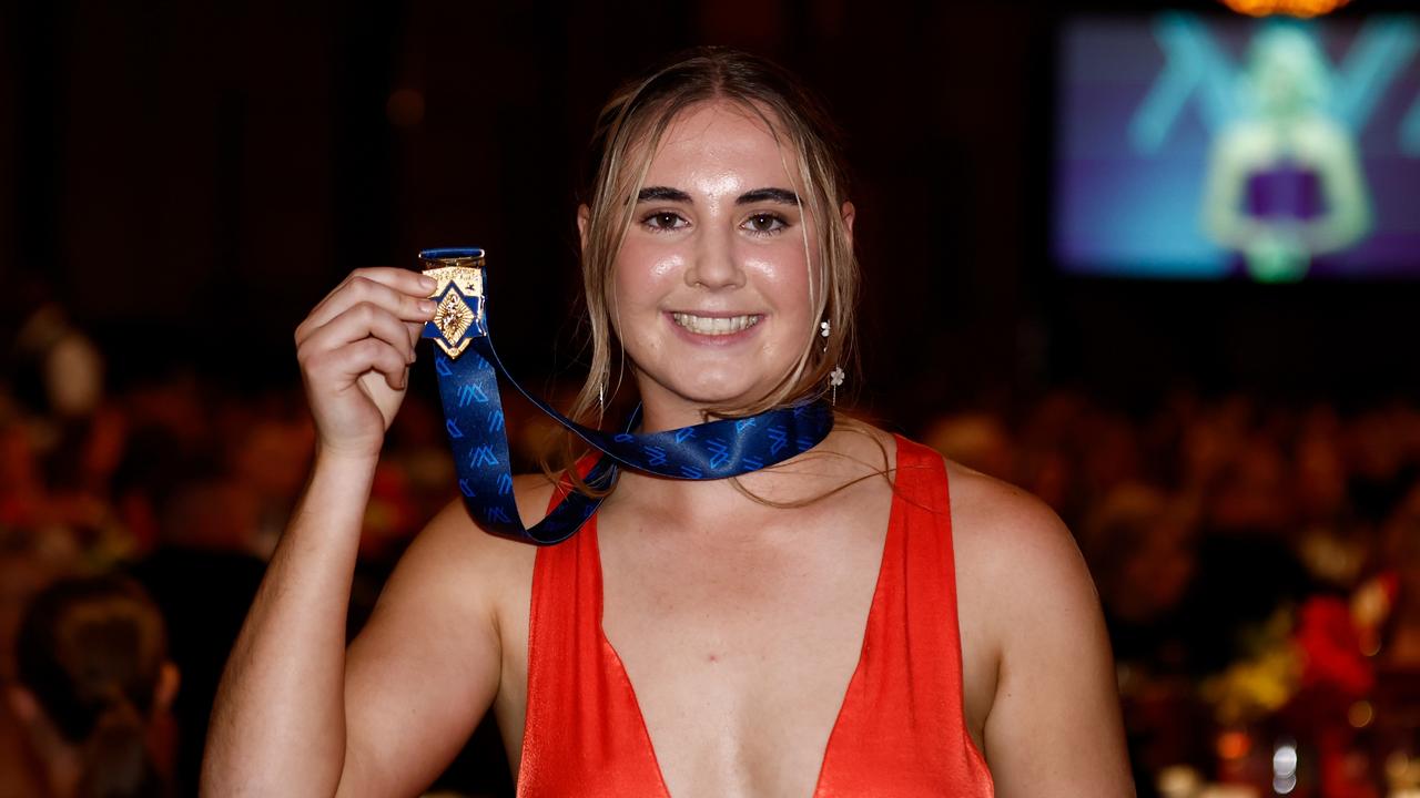 Zarlie Goldsworthy with her rising star award. Picture: Getty Images