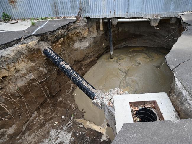 Works have begun to fill a sinkhole located between a busy street and popular walkway in Mount Gambier. PICTURE: Supplied.,