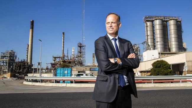 Viva Energy CEO Scott Wyatt at their Geelong refinery. Picture: Aaron Francis/The Australian