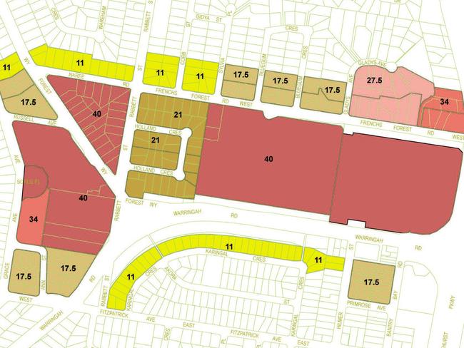 Revised building heights around the Northern Beaches Hospital.