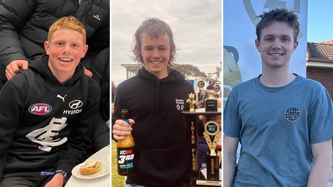 The males who died in a plane crash in eastern Victoria on Saturday. Benny Smith, 16, Dusty Daly, 15, and Luke Smith, 20. Picture: Supplied