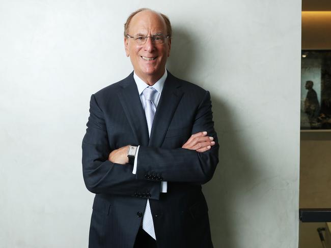 7/6/23: Larry Fink is the chairman and CEO of BlackRock, the world's biggest investor with $US9 trillion under management. Fink is being interviewed in Sydney by The Australian where he is speaking about markets and green investing. John Feder/The Australian.