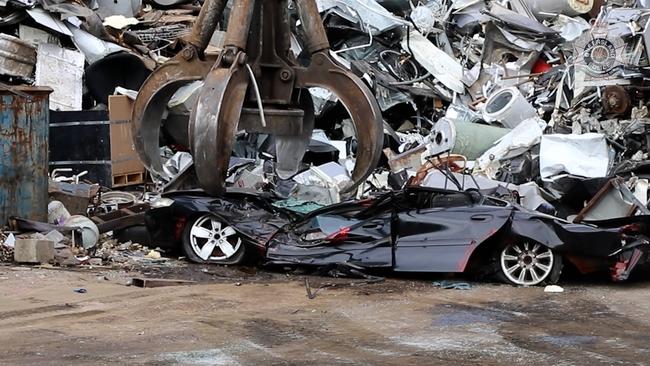 An alleged Gold Coast hoon's car is crushed by Queensland Police.