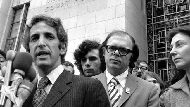 Daniel Ellsberg speaking at a press conference.