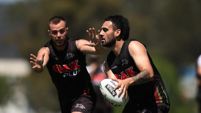 Penrith's Tyrone May has continued to train with the Panthers throughout his time on the sidelines. Picture: Brett Costello.