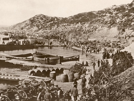 The trenches are still there on the hills above the beaches. Picture: Australian War Memorial