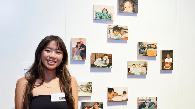 Kya Stawski, Corpus Christi Catholic High School, with her work 'When you were born'. Photo: Mim Stirling