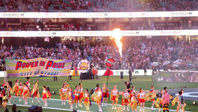 The City of Sydney’s Power in Pride float makes it way into the SCG. Picture: Damian Shaw