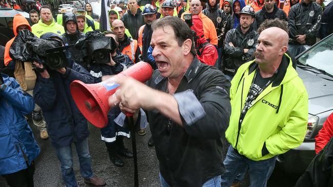 John Setka leads a union protest in 2016. Picture: Ian Currie