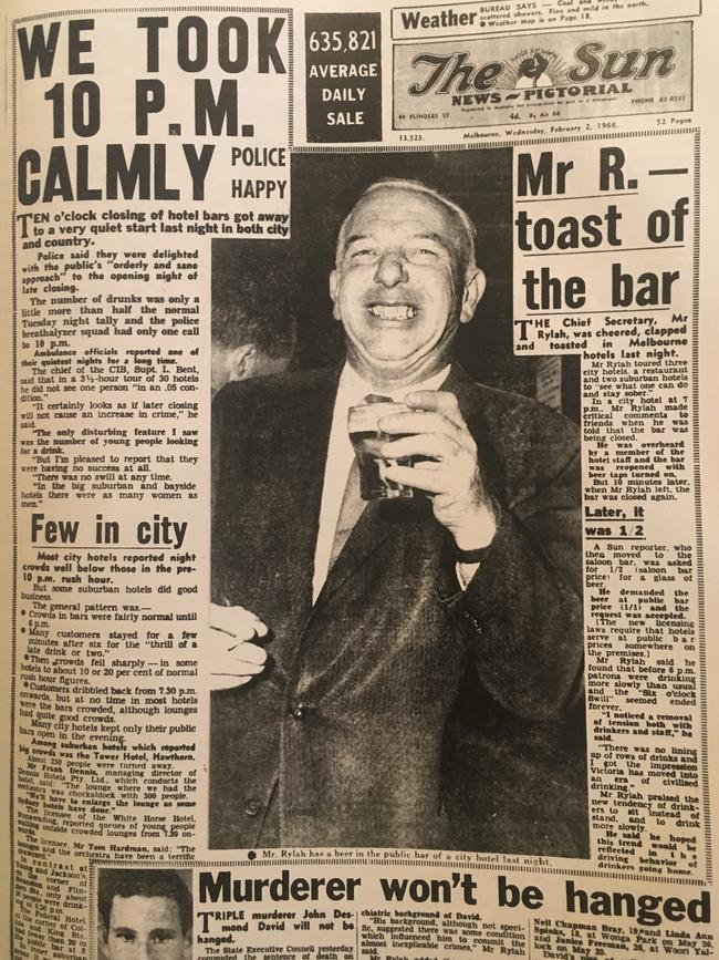 <i>The Sun</i> front page when six o'clock swill was abolished.