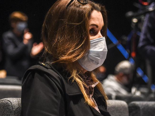 MELBOURNE. AUSTRALIA - NewsWire Photos OCTOBER 9, 2020. Media Commentator Peta Credlin asking questions to the Victorian Premier Daniel Andrews in his daily COVID-19 press conference at Treasury Theatre, East Melbourne. Picture : NCA NewsWire / Penny Stephens