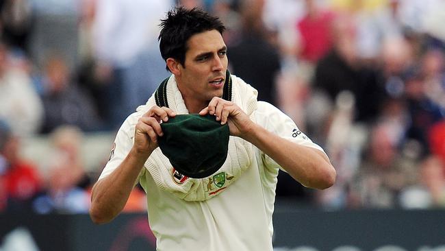 Australian fast bowler Mitchell Johnson wears it from the Barmy Army during the 2009 Ashes third Test at Edgbaston.