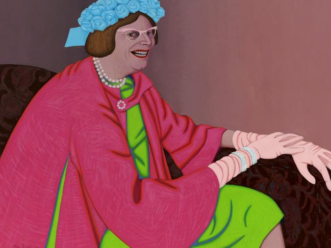 Cecil John Brack     Barry Humphries in the character of Mrs Everage 1969     oil on canvas     94.5 x 128.2 cm stretcher; 110.2 x 143.5 x 5 cm frame     Art Gallery of New South Wales     Purchased with funds provided by the Contemporary Art Purchase Grant from the Visual Arts Board of the Australia Council 1975     ÃÂ© Helen Brack     Photo: AGNSW