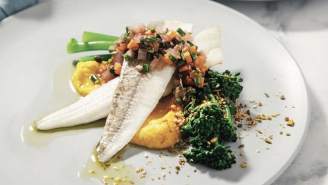 Star of Greece head chef Brett Worrall’s Grilled King George Whiting with Sauce Vierge.