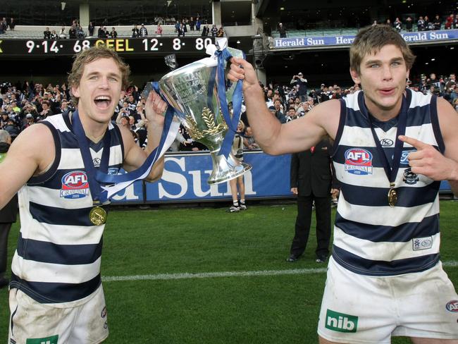 2009 AFL Grand Final, St Kilda Saints v Geelong Cats at the MCG in Melbourne. Joel Selwood and Tom Hawkins