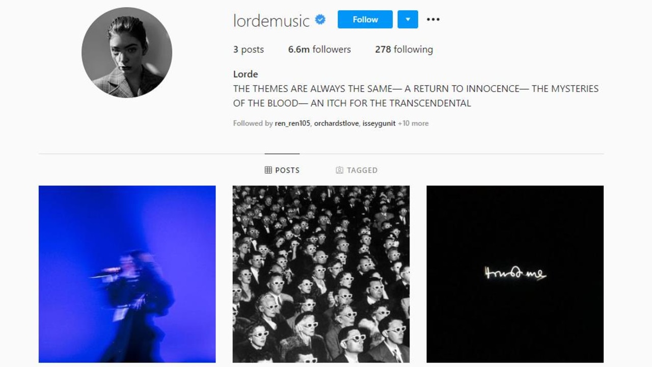 Lorde’s Instagram page has been dormant for the last two years.