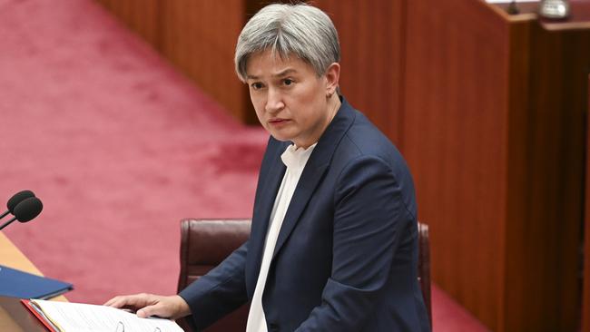 Foreign Minister Penny Wong will not tour the sites where the most ­deadly attacks were inflicted on the Jewish people since the ­Holocaust. Picture: NCA NewsWire / Martin Ollman