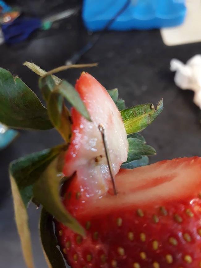 Gladstone woman Angela Stevenson found two needles embedded in strawberries from one punnet of Berry Obsession fruit.