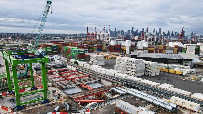 The Melbourne West Gate tunnel project construction site in Footscray. Picture: Aaron Francis / The Australian