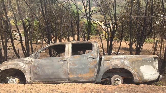 A driver had a lucky escape from this vehicle in Corryong. Picture: Twitter/Vivienne Jones