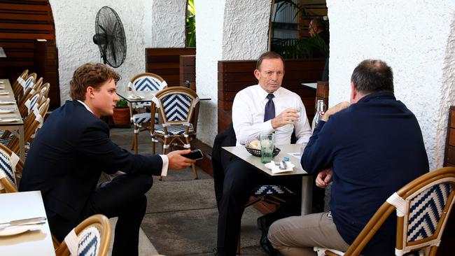 Former Prime Minister Tony Abbot pictured as a part of The Sunday Mail High Steaks luncheon series at the Breakfast Creek Hotel. Picture David Clark