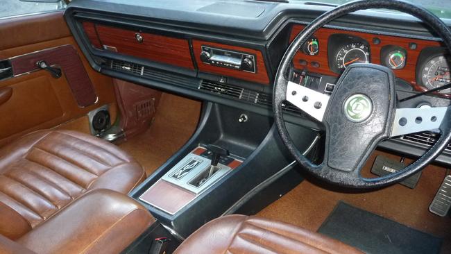 The interior of a Leyland P76 Targa Florio. 