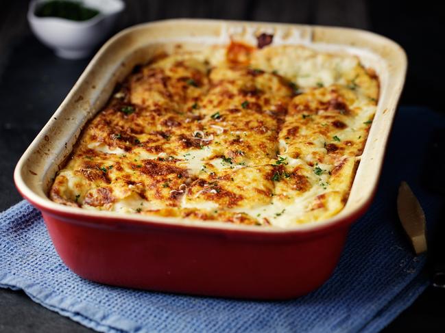 Home made freshness beef lasagna with fine chopped parsley