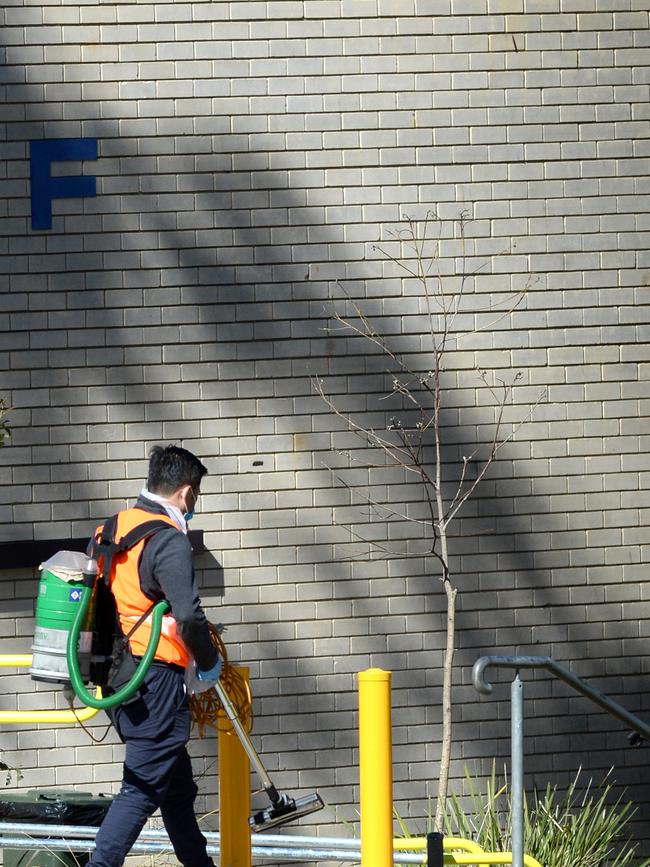 Deep cleaning at Ryde Secondary College on Friday. Picture: NCA NewsWire / Jeremy Piper