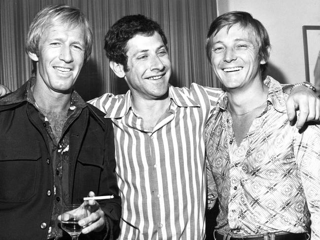 1976. Paul Hogan, Peter Faiman and John Cornell pictured at GTV9.[Listener In 13/11/1976]Melbourne. Channel 9. Nine. #hsinstagram