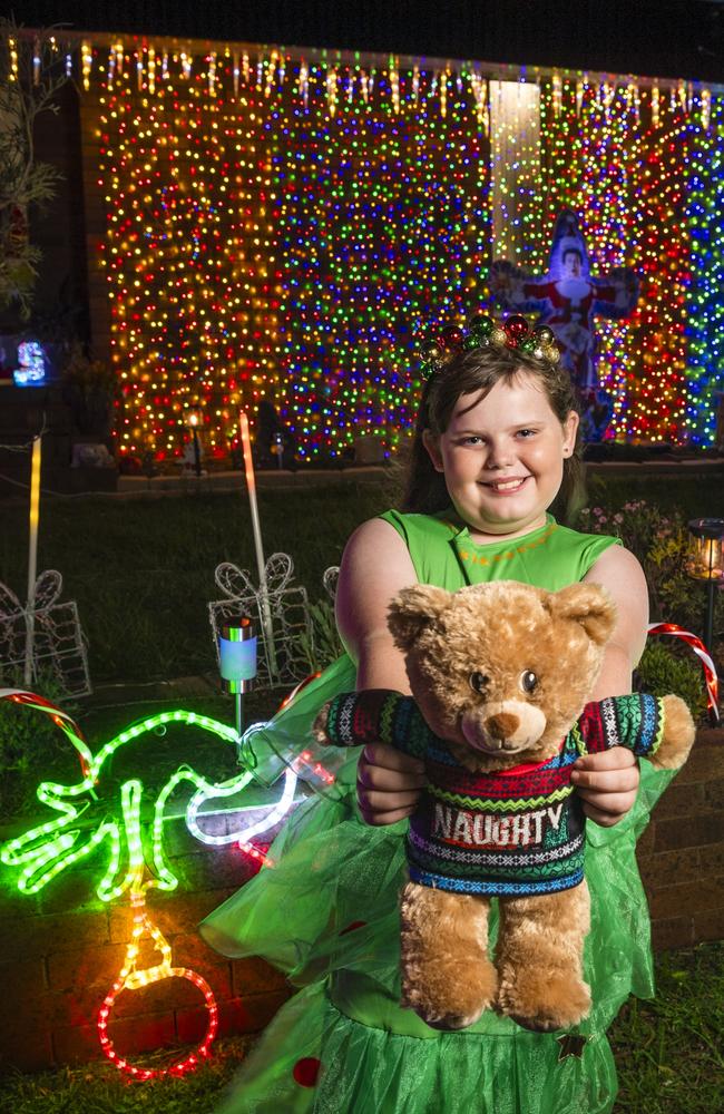 Isabella Botten at her Kearneys Spring Christmas lights display. Picture: Kevin Farmer