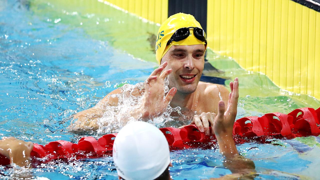 Matt Levy soaks up a win in the pool.