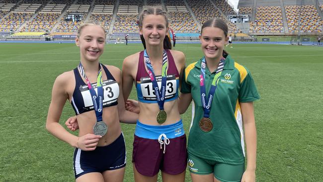 HIgh jumpers Madeleine Scott, Chloe Taylor and Sadie Dowden.