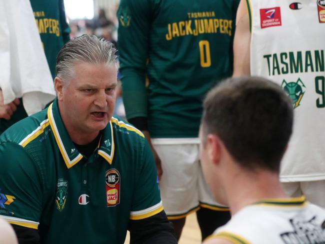 Scott Roth head coach of the Tasmania Jack Jumpers during the NBL Blitz match between Adelaide 36ers and Tasmania JackJumpers at Ulverstone Sports &amp; Leisure Centre on November 21, 2021. Picture: Sarah Reed/Getty Images)