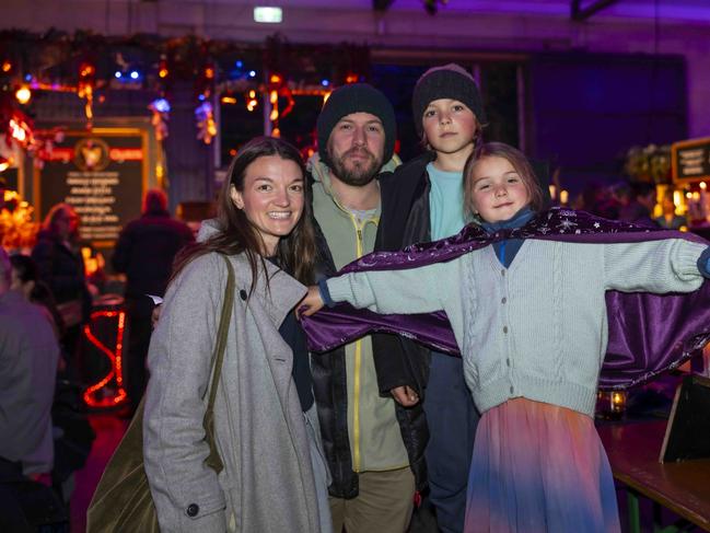 Wilca, Artie, Travers and Heather Fowles at Winter Feast 2025 in Hobart. Picture: Caroline Tan