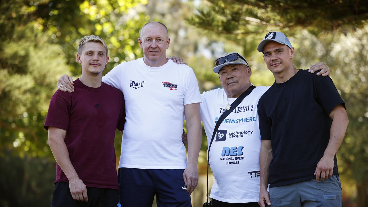 Tim and Nikita Tszyu with Igor Golubev and Boris Tszyu. Pictured: Sam Ruttyn