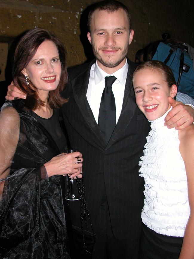 Heath Ledger with mum Sally Bell and his sister Ashleigh. Picture: Robert Rosen