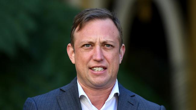 Queensland Deputy Premier Steven Miles speaks during a media conference to provide a Covid-19 update as Queensland battles through a Delta variant outbreak of coronavirus. Picture: NCA NewsWire / Dan Peled