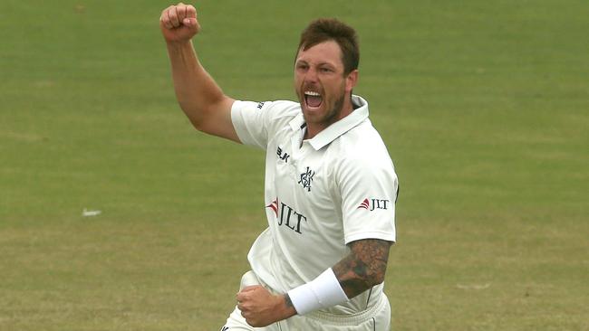 James Pattinson ripped through the Blues’ top order. Picture: AAP