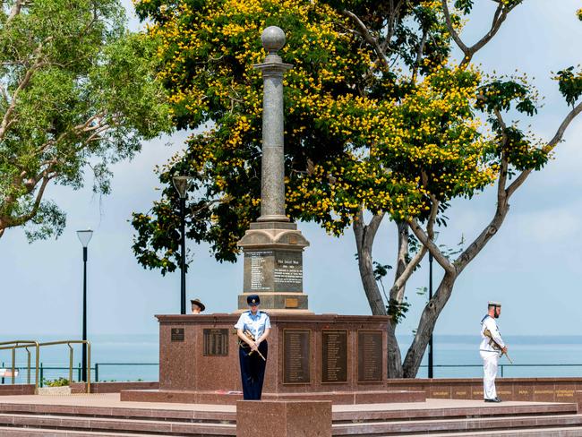 Darwin Remembrance Day commemorations at the Cenotaph in the Esplanade. Picture: Che Chorley