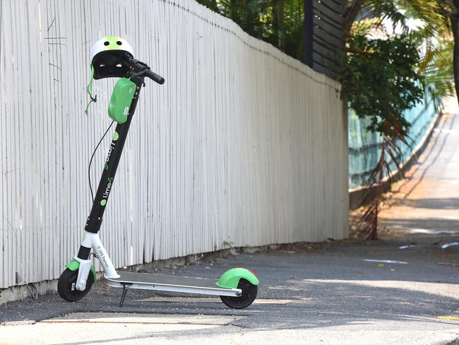 A Lime scooter left in the middle of the footpath in inner-city Leichhardt St. Picture: John Gass/AAP