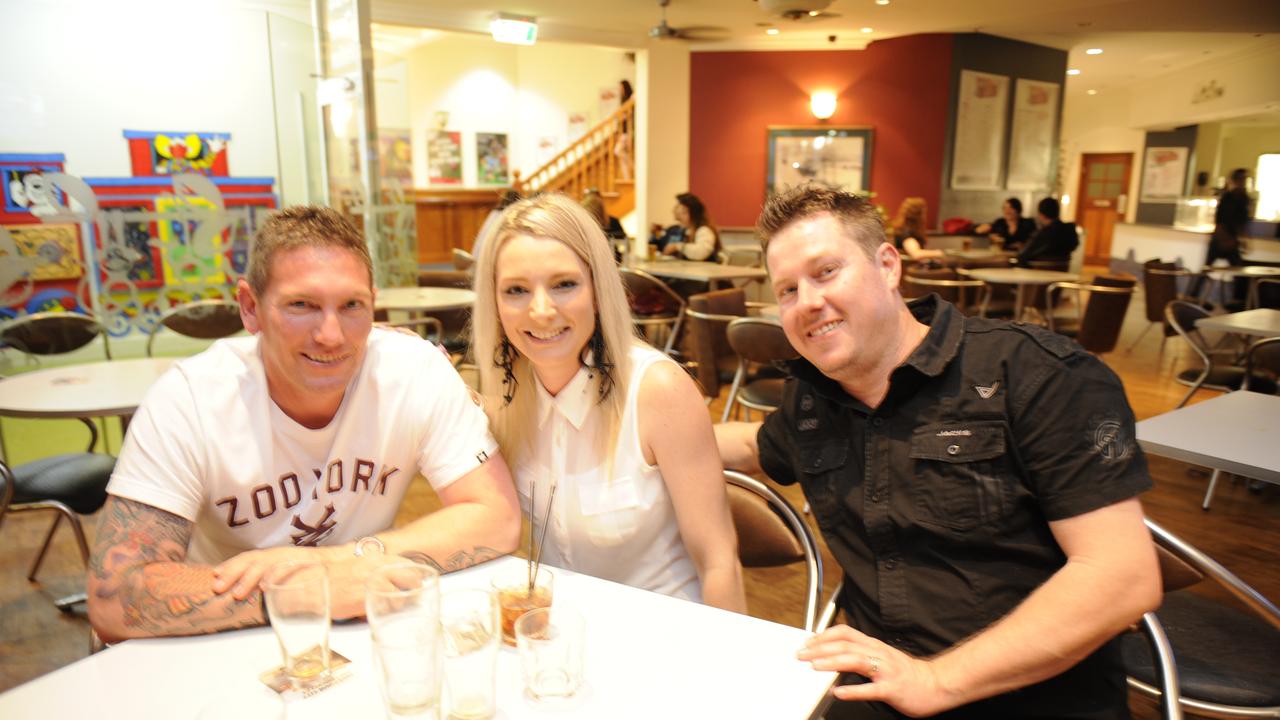 Daniel Grice, Renee Massey and Chris Massey at the Grand Hotel, Gladstone. Photo Luka Kauzlaric / The Observer