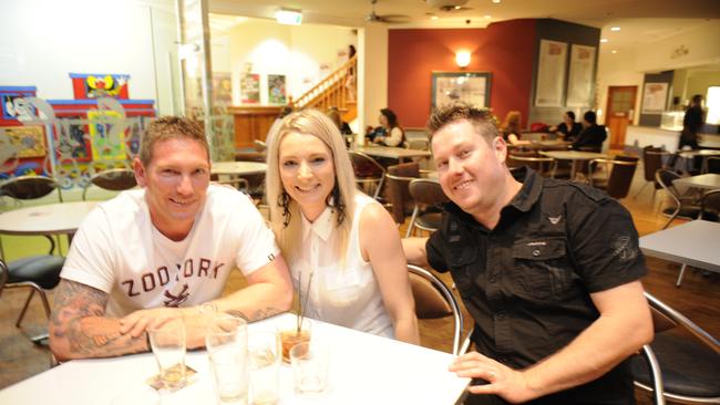 Daniel Grice, Renee Massey and Chris Massey at the Grand Hotel, Gladstone. Photo Luka Kauzlaric / The Observer