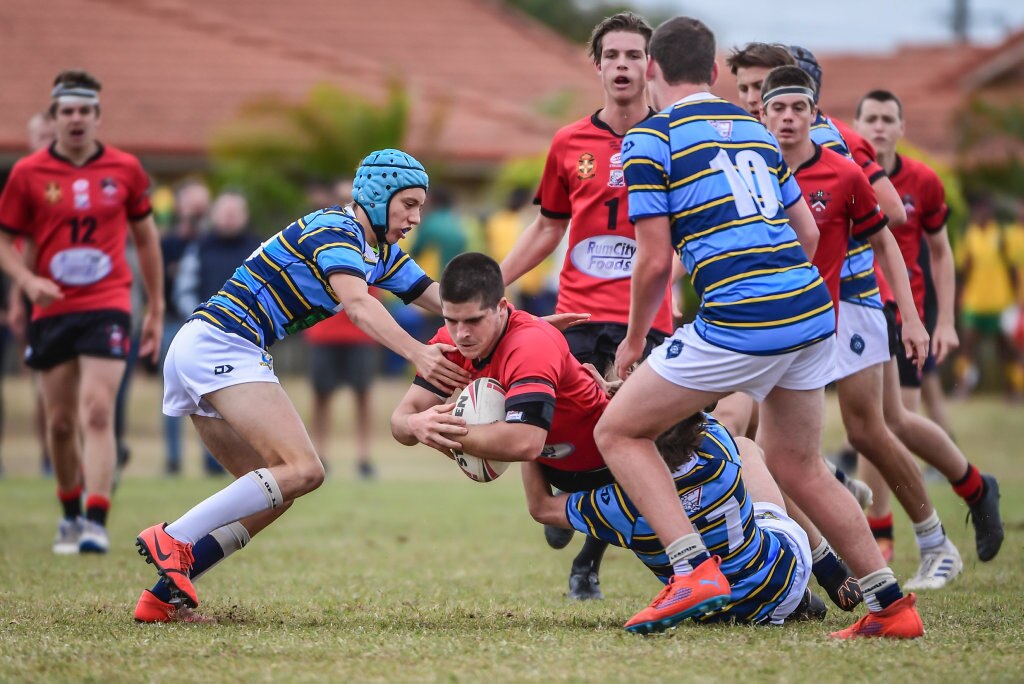 Harrison Bull Shalom College, Bundaberg gets taken down by Liam Raby - St Columbans College, Caboolture