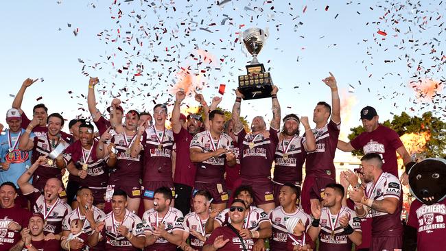 The Burleigh Bears celebrate their Intrust Super Cup grand final win. Picture: Getty Images