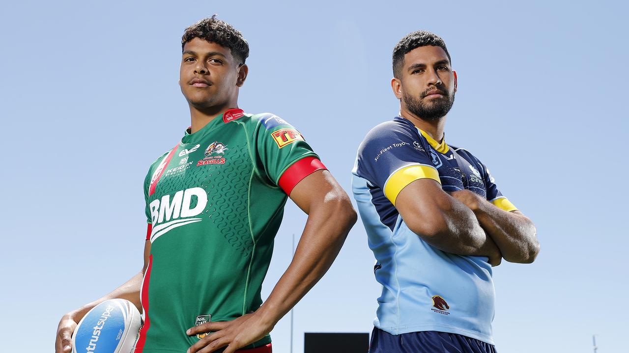 Wynnum Manly’s Selwyn Cobbo and Norths’ Nene Macdonald are primed for the Intrust Super Cup Grand Final on Sunday. Picture: AAP Image/Josh Woning