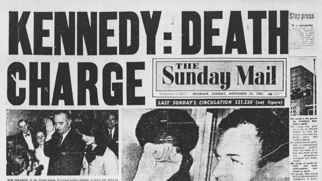 Newspapers report on Lee Harvey Oswald after he was charged with the assassination of US President John F Kennedy.