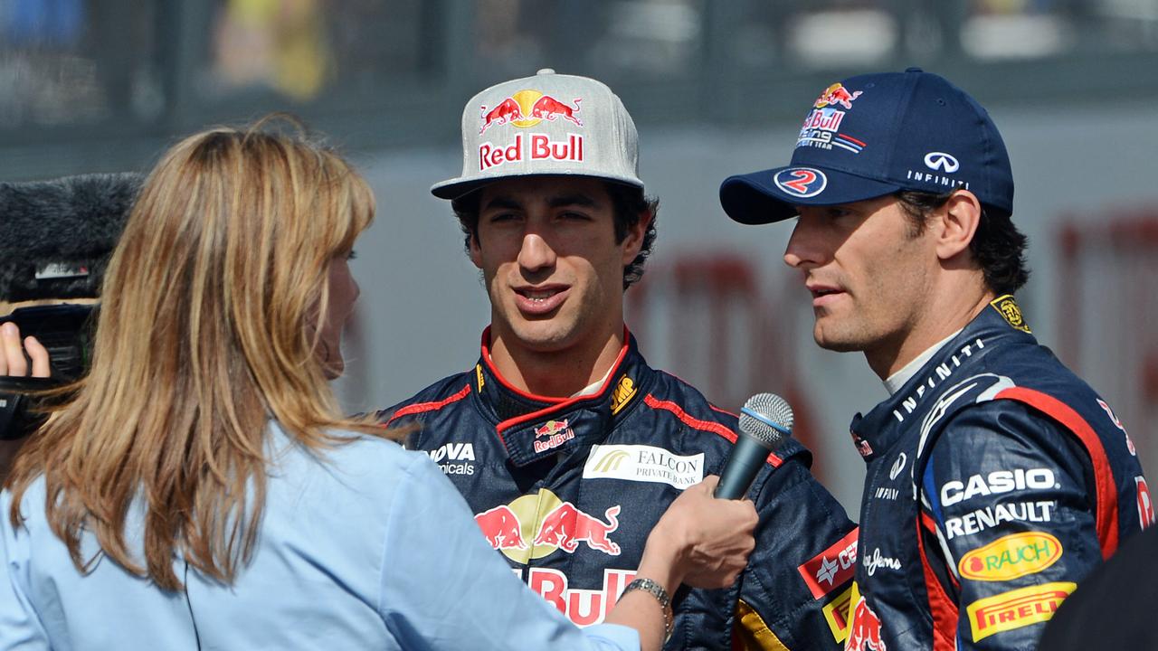 Ricciardo and Webber on the grid ahead of the 2012 race.