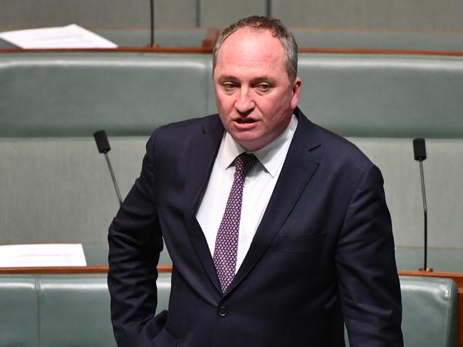 Former deputy prime minister Barnaby Joyce before Question Time in the House of Representatives at Parliament House in Canberra, Tuesday, May 22, 2018. (AAP Image/Mick Tsikas) NO ARCHIVING