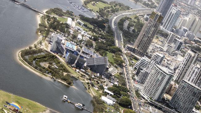 Splash-tastic — an aerial view of the Gold Coast Aquatic Centre, at Southport. Picture: B1gr1g Photographics.