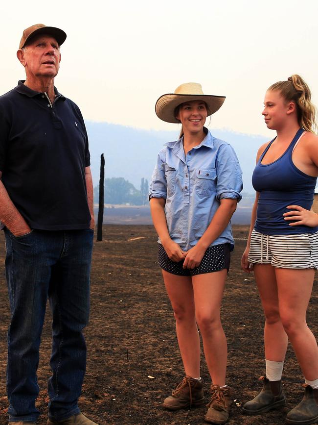 John McVean with his granddaughters Kelsie Lupson and Amarnie McVean. Picture: Aaron Francis